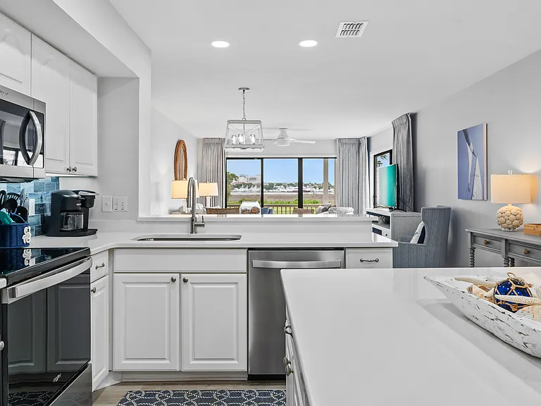 Kitchen open to living area