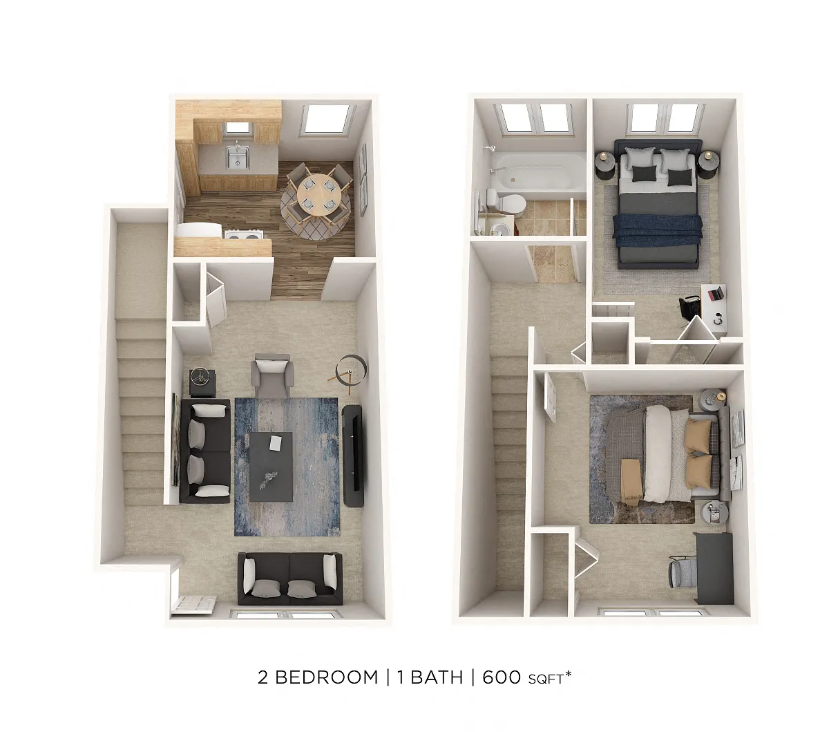 Floor plan Two Bedroom Townhome