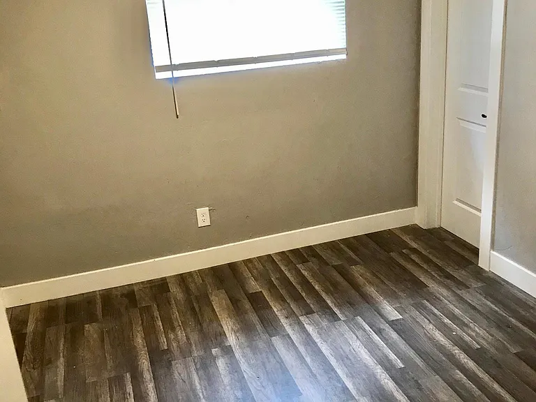 Private bedroom with closet and en suite bathroom. Please note because of closet and bedroom door locations, only a full size bed or smaller can be accommodated without blocking these entrances.