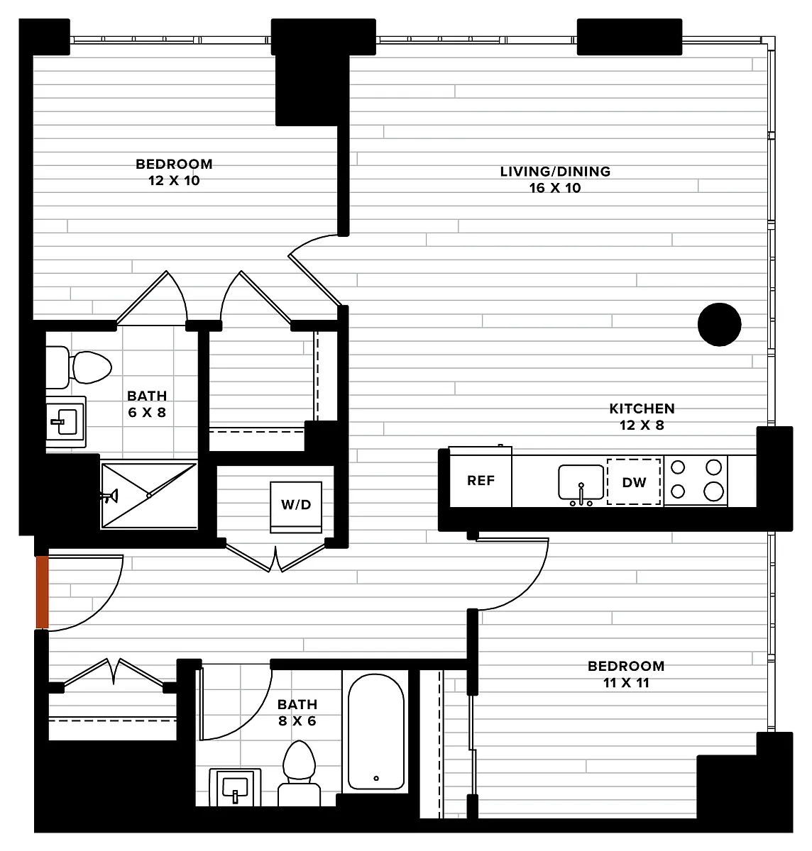 Floor plan 2 Bed/2 Bath-2H