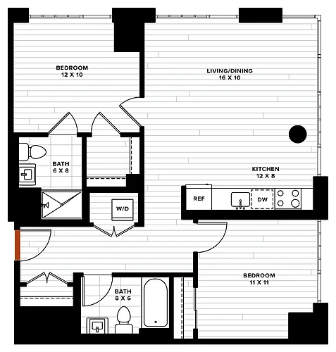 Floor plan 2 Bed/2 Bath-2H