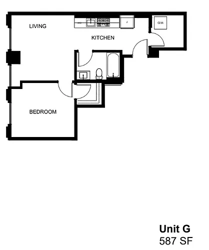 Floor plan G - 1 Bedroom