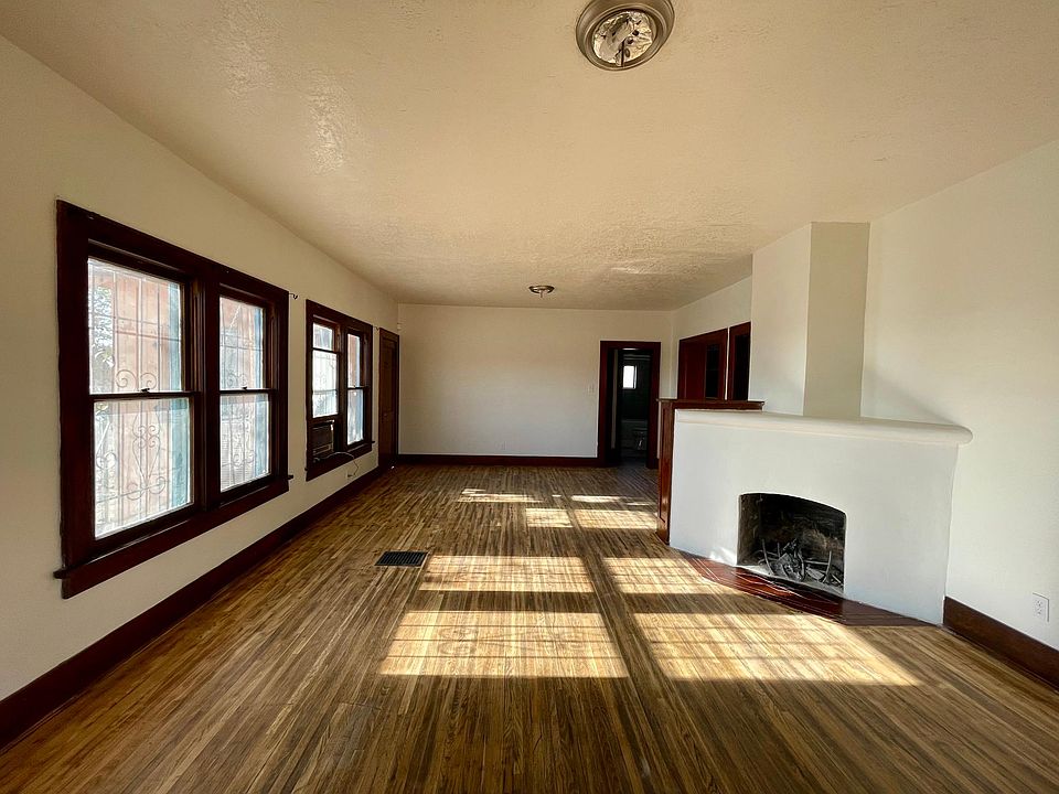 Living space w/ wood burning fireplace.