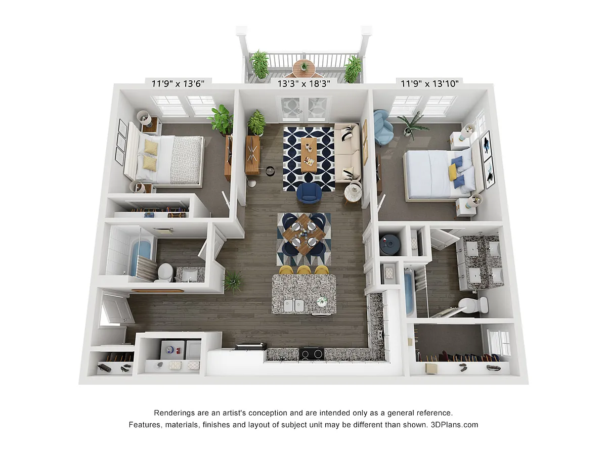 Floor plan 2 Bedroom 2 Bathroom