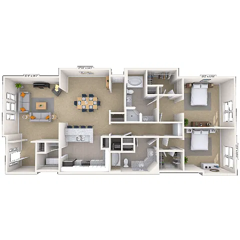 Floor plan Traditional 3x3 1721 SF
