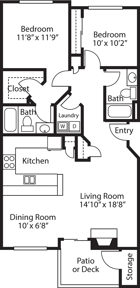 Floor plan Two Bedroom Two Baths A