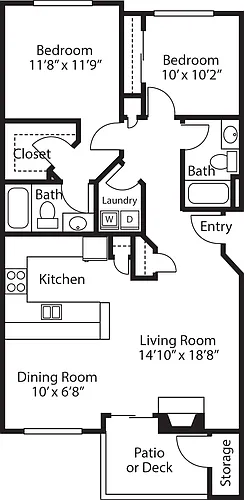 Floor plan Two Bedroom Two Baths A