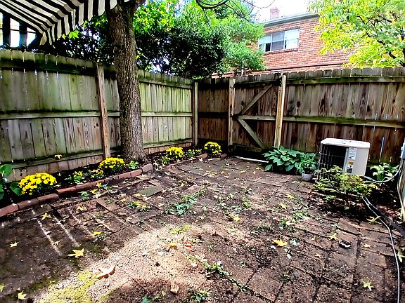 patio with shade tree