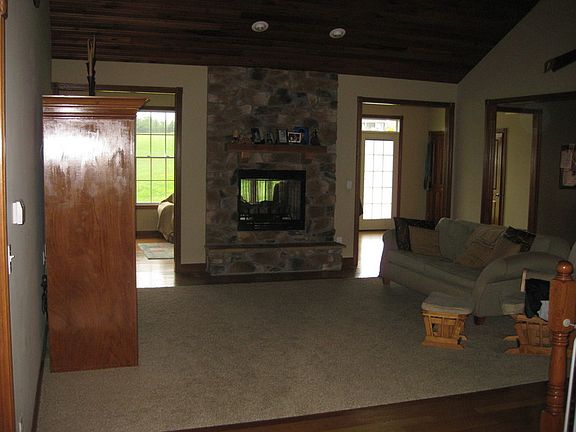 Family room, double sided fireplace
