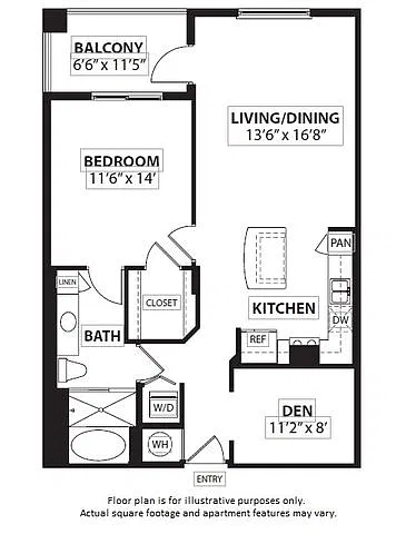 Floor plan A8 1 Bed 1 Bath