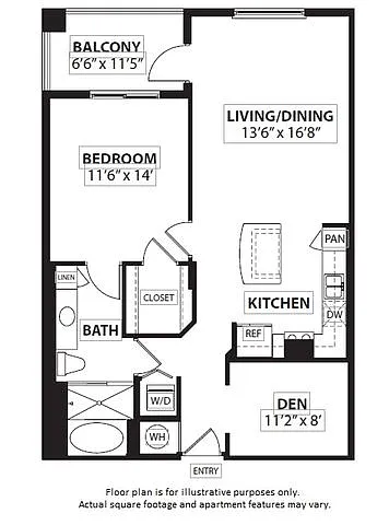 Floor plan A8 1 Bed 1 Bath