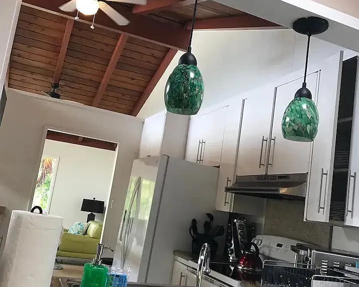 Family room looking into kitchen