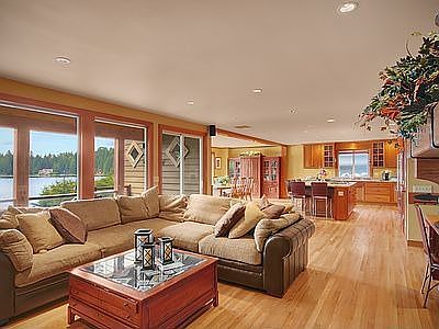 Great Room Concept with Family Room, Kitchen & Dining Area