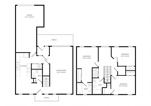 Floor plan 3 Bed x 2.5 Bath Large