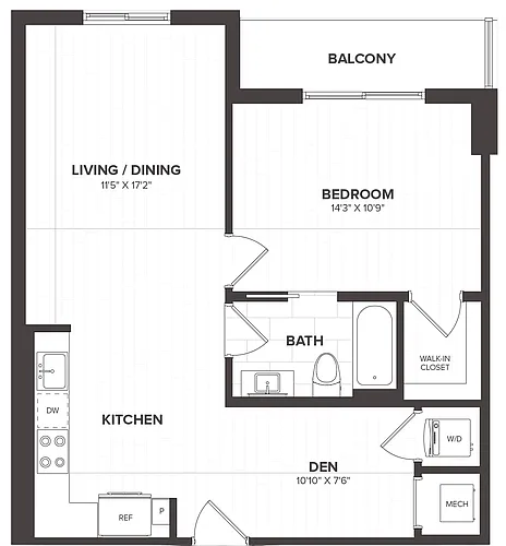 Floor plan 1 Bed/1 Bath-A11