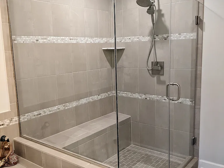 Primary bathroom with soaking tub and spa-like shower
