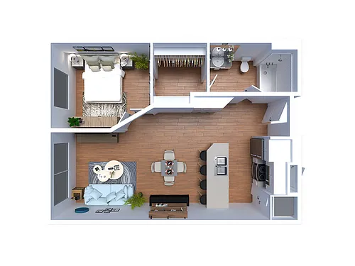 Floor plan Income Restricted 1-Bed
