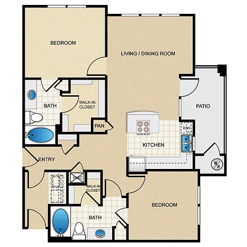 Floor plan Two Bedroom D1G
