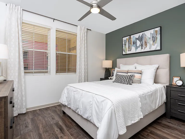 Luxury vinyl plank flooring and ceiling fan in renovated floor plans