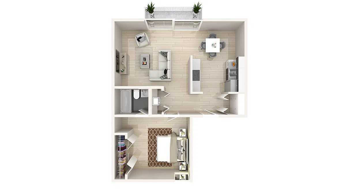 Floor plan 1x1 S W/D