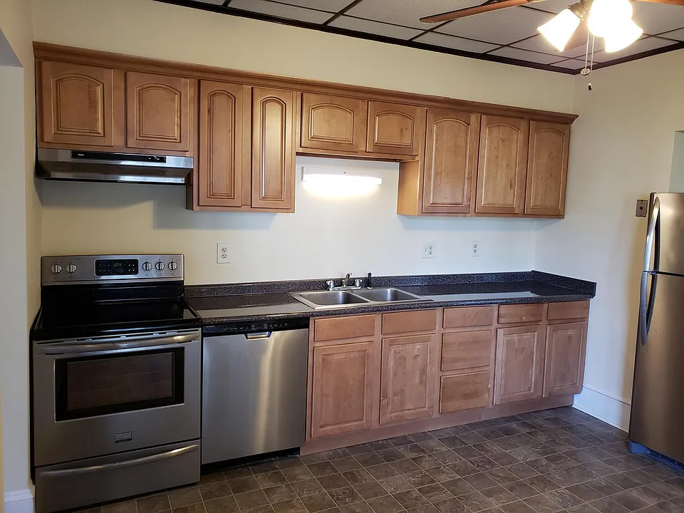 Newly finished kitchen, stainless appliances