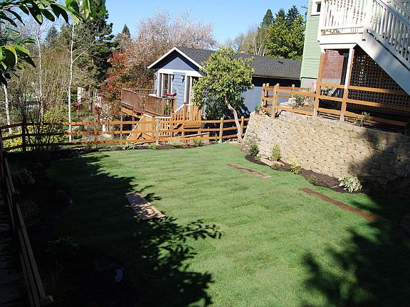 Newly landscaped flat yard.