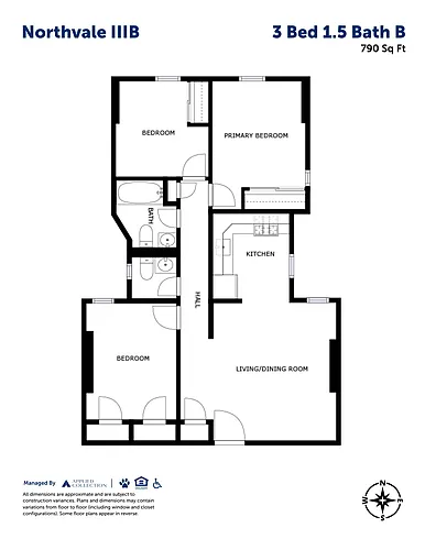Floor plan 3 Bed 1.5 Bath B
