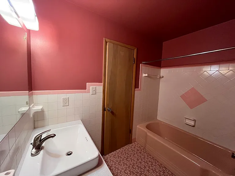 Pink Bathroom - new sink, original retro tiles