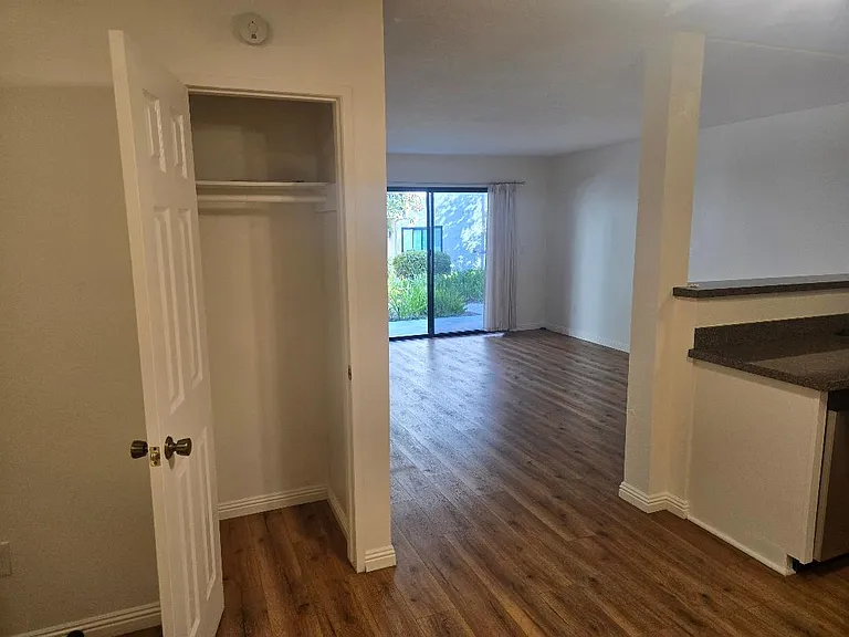 Living area, closet, patio area