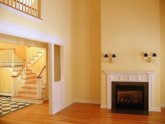 fireplace and cathedral ceiling