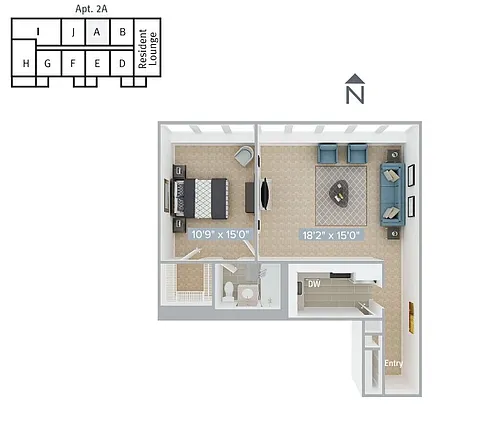 Floor plan A3-655SF-Classic-2A