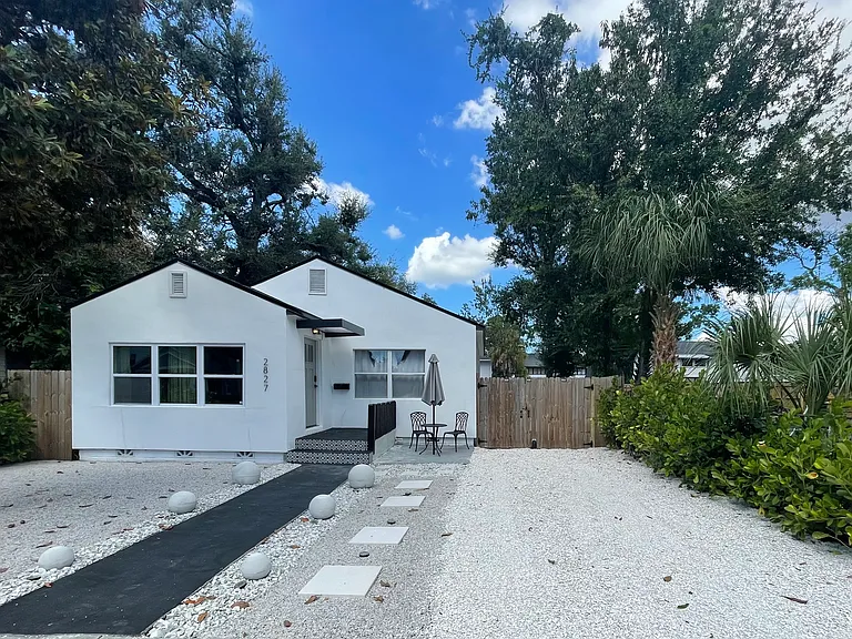 Front door secured keyless entry. Can park inside the gate or outside the gate. Additional parking available on the opposite side of the street for free.