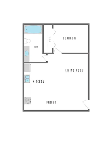 Floor plan 1 Bedroom 1 Bath