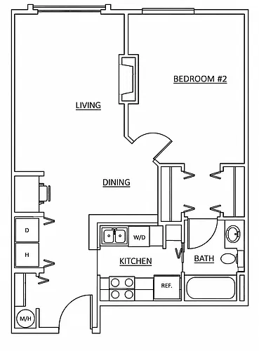 Floor plan 1 Bed, 1 Bath