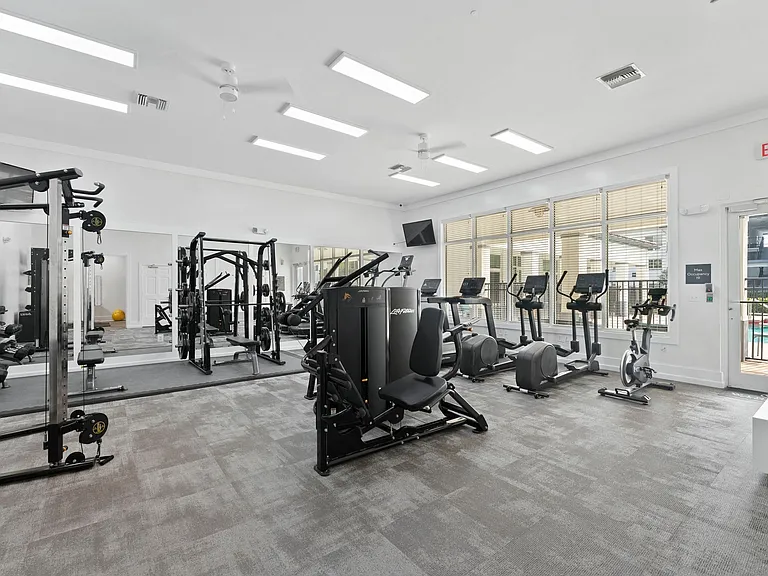 State-of-the-art fitness center offers everything you need to work out without leaving home.