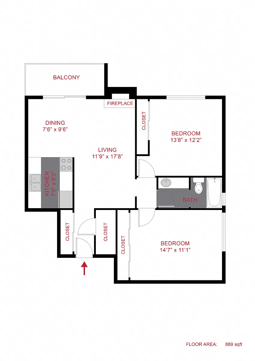 Floor plan Plan B - Two Bedroom