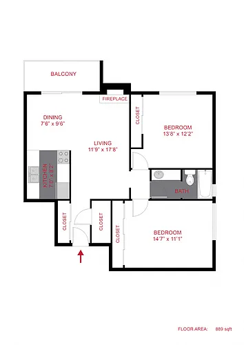 Floor plan Plan B - Two Bedroom