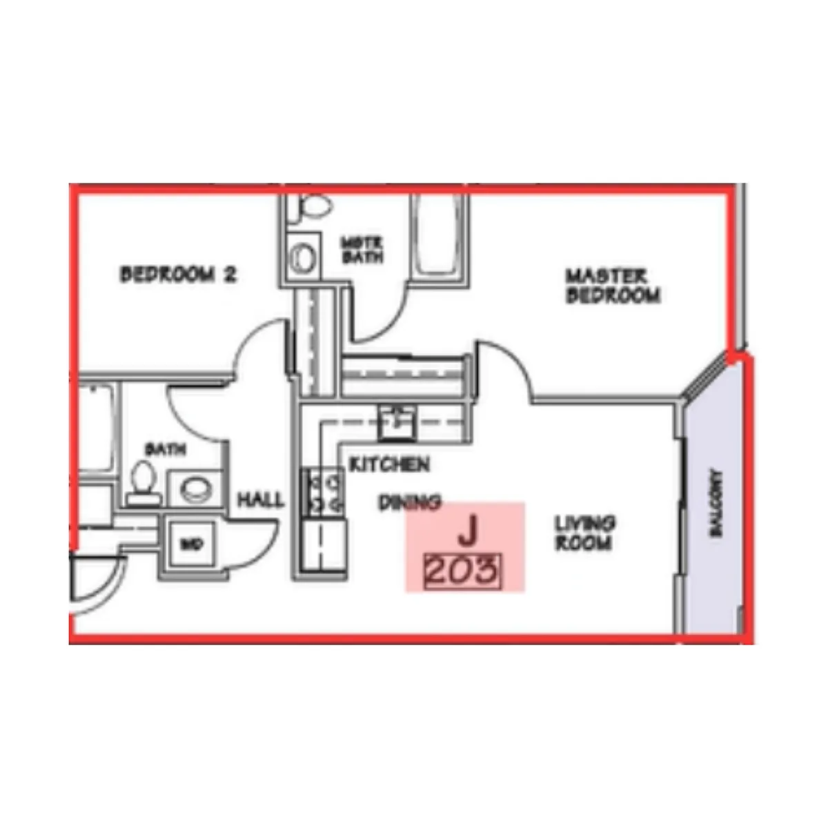 Floor plan J - 2 Bed 2 Bath