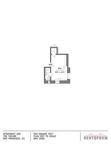 Floor plan 1 Efficiency 1 Bath Apartment