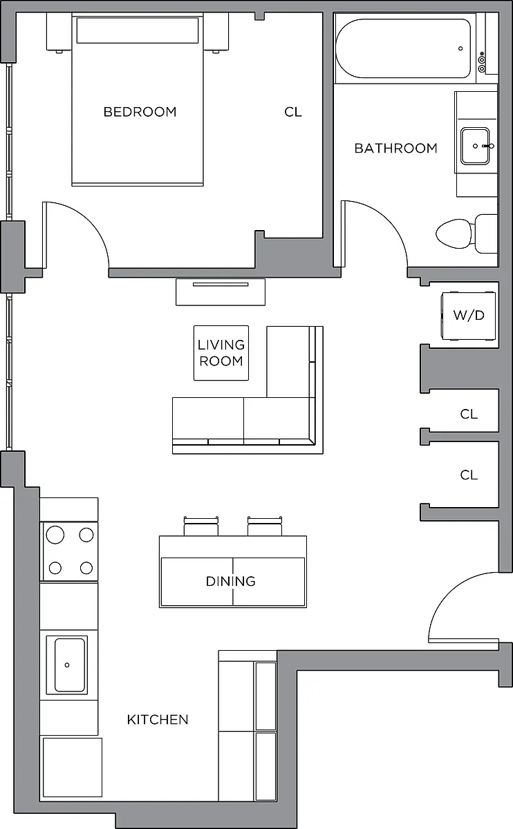 Floor plan 1 Bed/1 Bath-700a