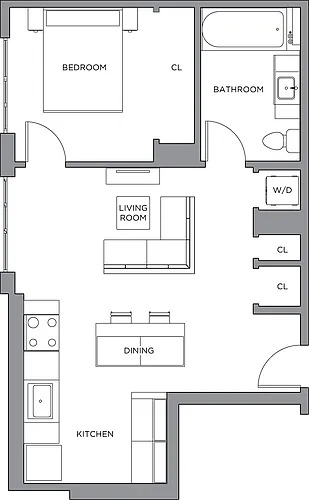 Floor plan 1 Bed/1 Bath-700a