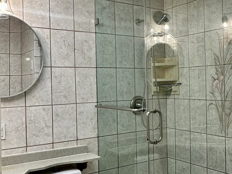 Shared bathroom with walk-in shower