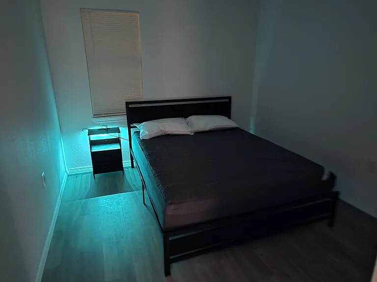 Queen bed with night stand