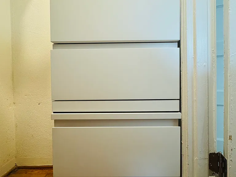 Built in closet organizers.