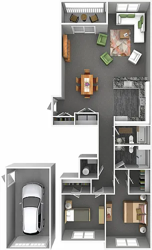 Floor plan 2 Bed - 2 Bath Detached Garage