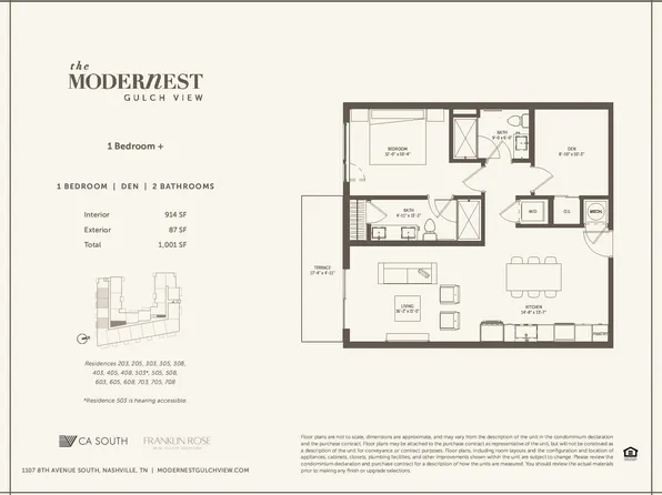 1 Bedroom Den Plan, Modernist Gulch View