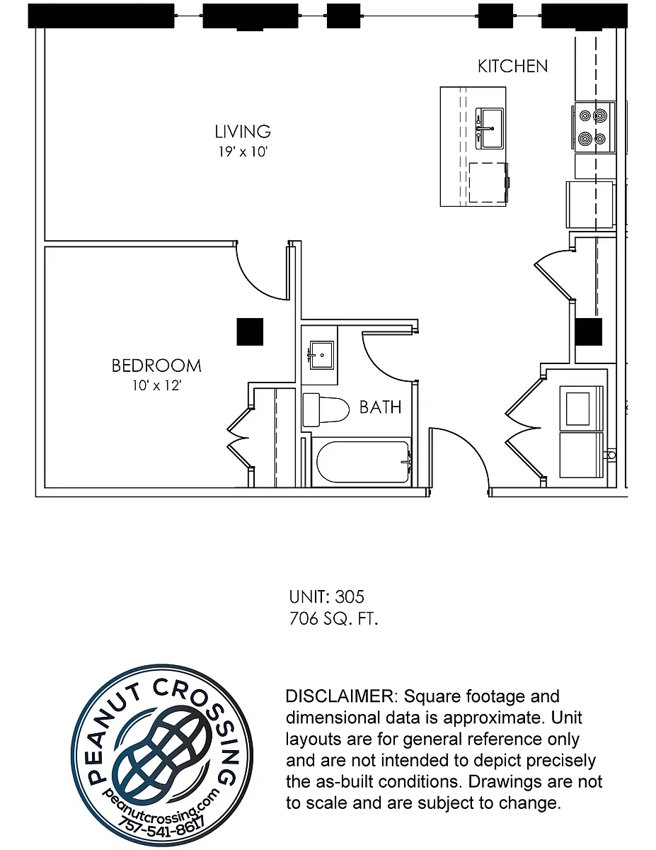 Floor plan One Bedroom 305