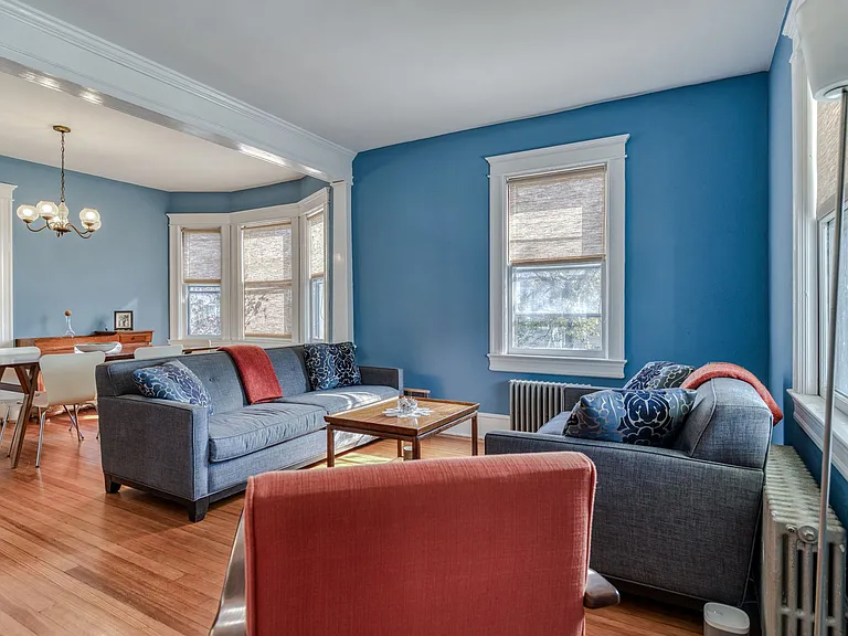 Living room opens to dining room