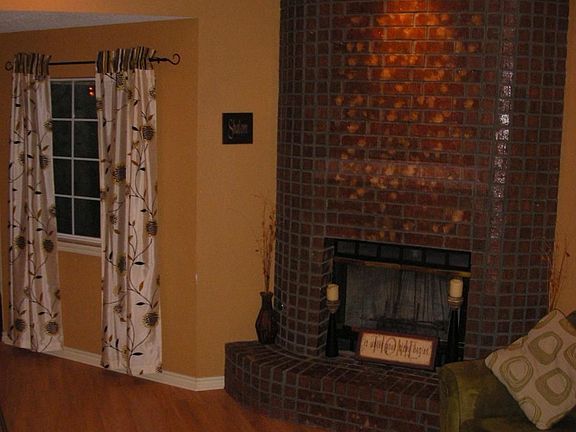 Living Room with wood burning fireplace