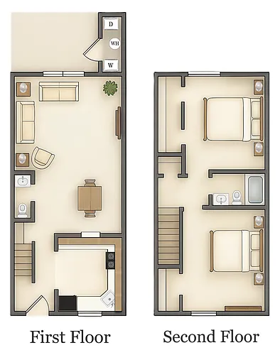 Floor plan Two Bedroom Townhome